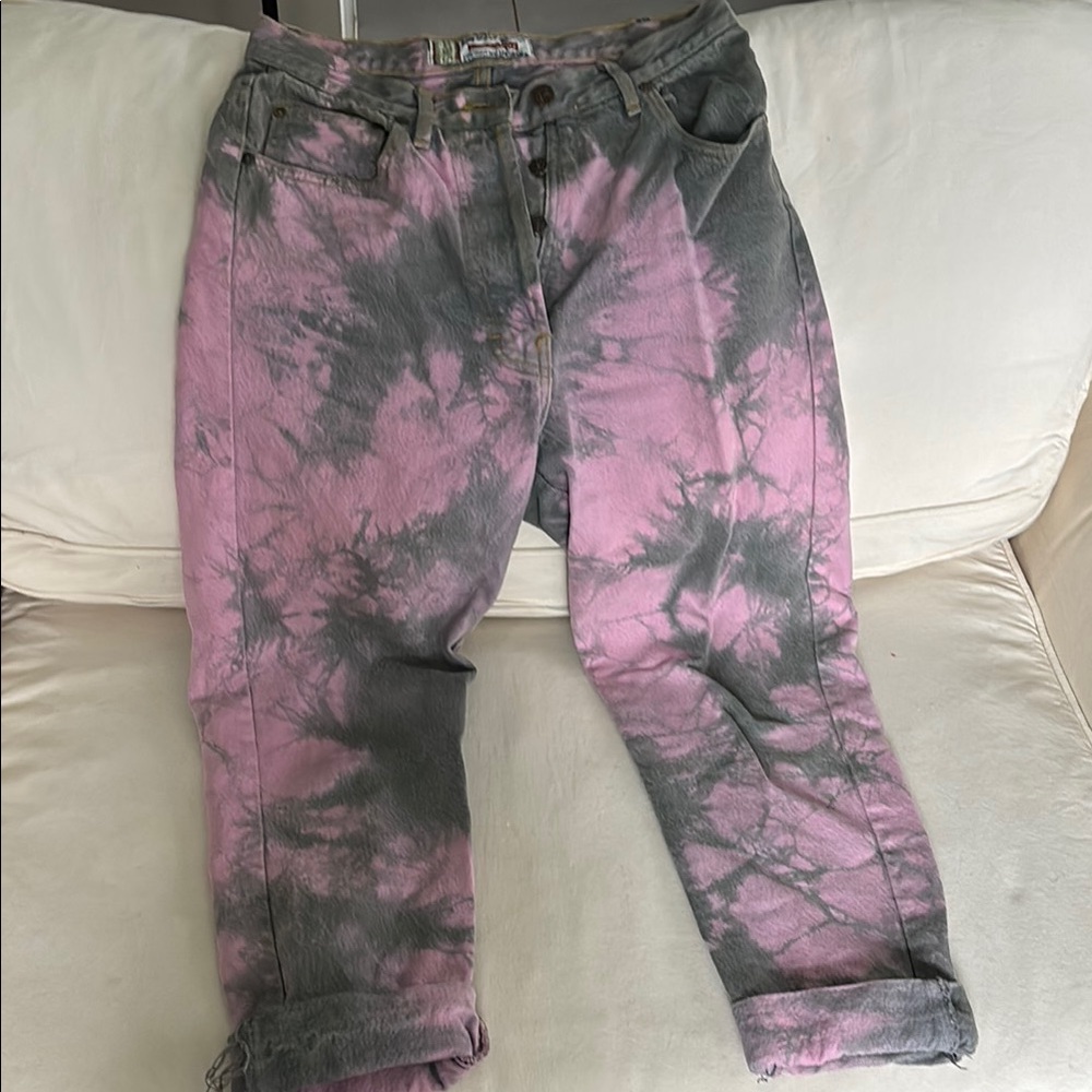Pink and Gray Tie-Dye Women Jeans
